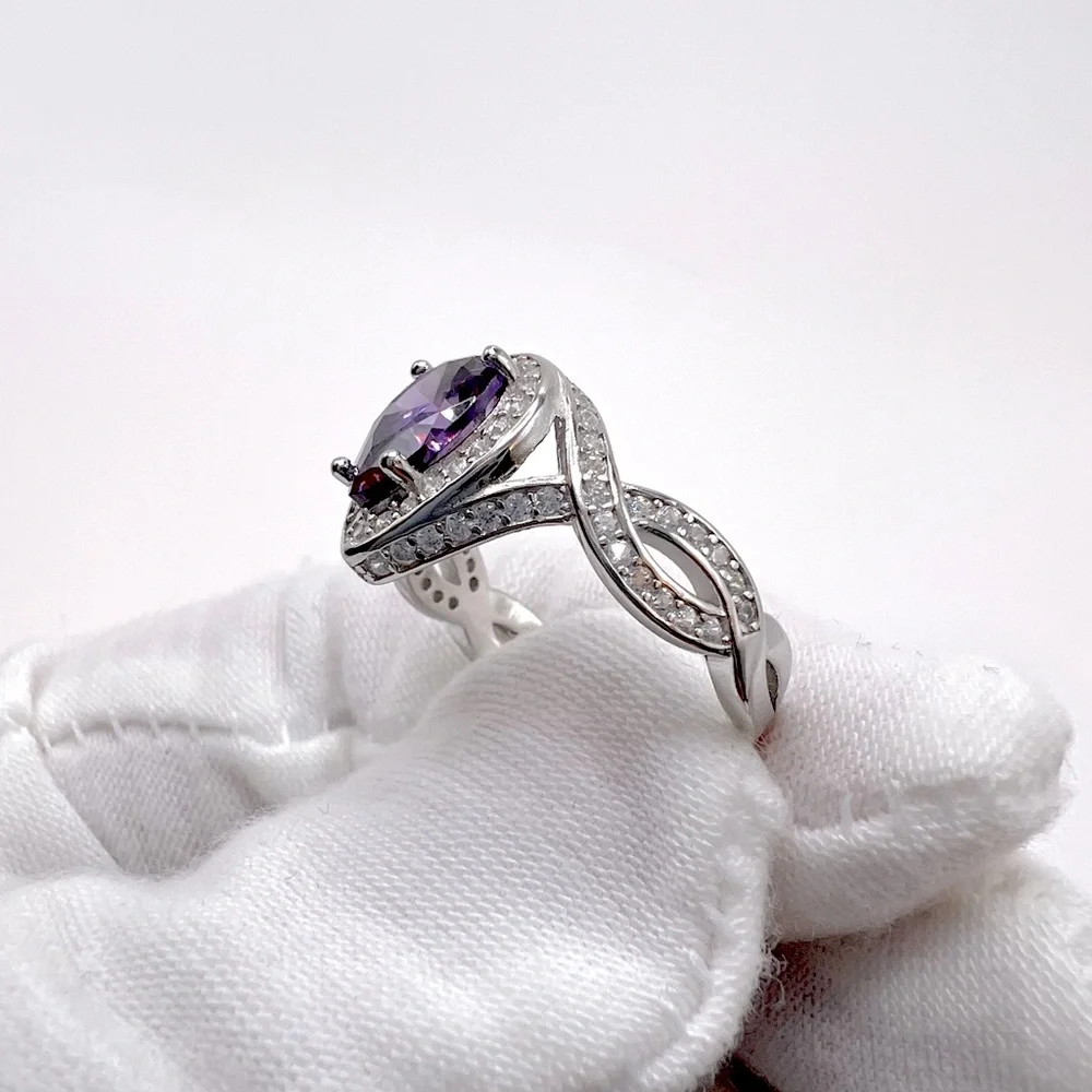 Sale $25 Firm! .925 Sterling Silver Simulated Amethyst Cz Ring - Picture 5 of 17